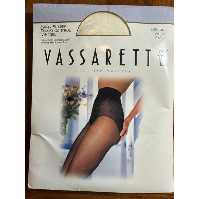 VASSARETTE Ivory Panty Shaper Tummy Control V-Panel Hosiery SZ M A100308